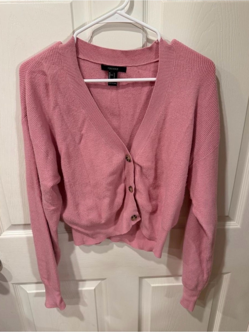 Forever 21 Pink V‑Neck Button Front Women's Sweater